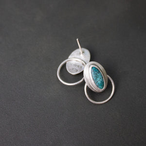 Small Oval Turquoise Hoops