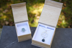 Medium Burlap Earring and Necklace Box