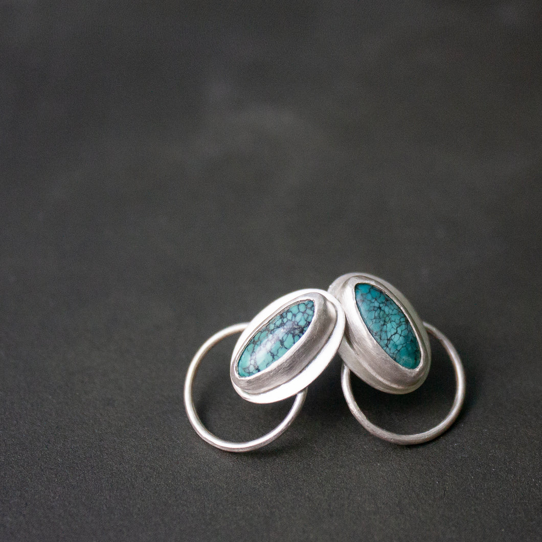 Small Oval Turquoise Hoops