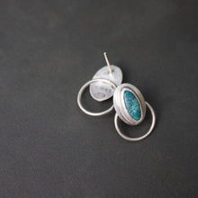 Load image into Gallery viewer, Small Oval Turquoise Hoops
